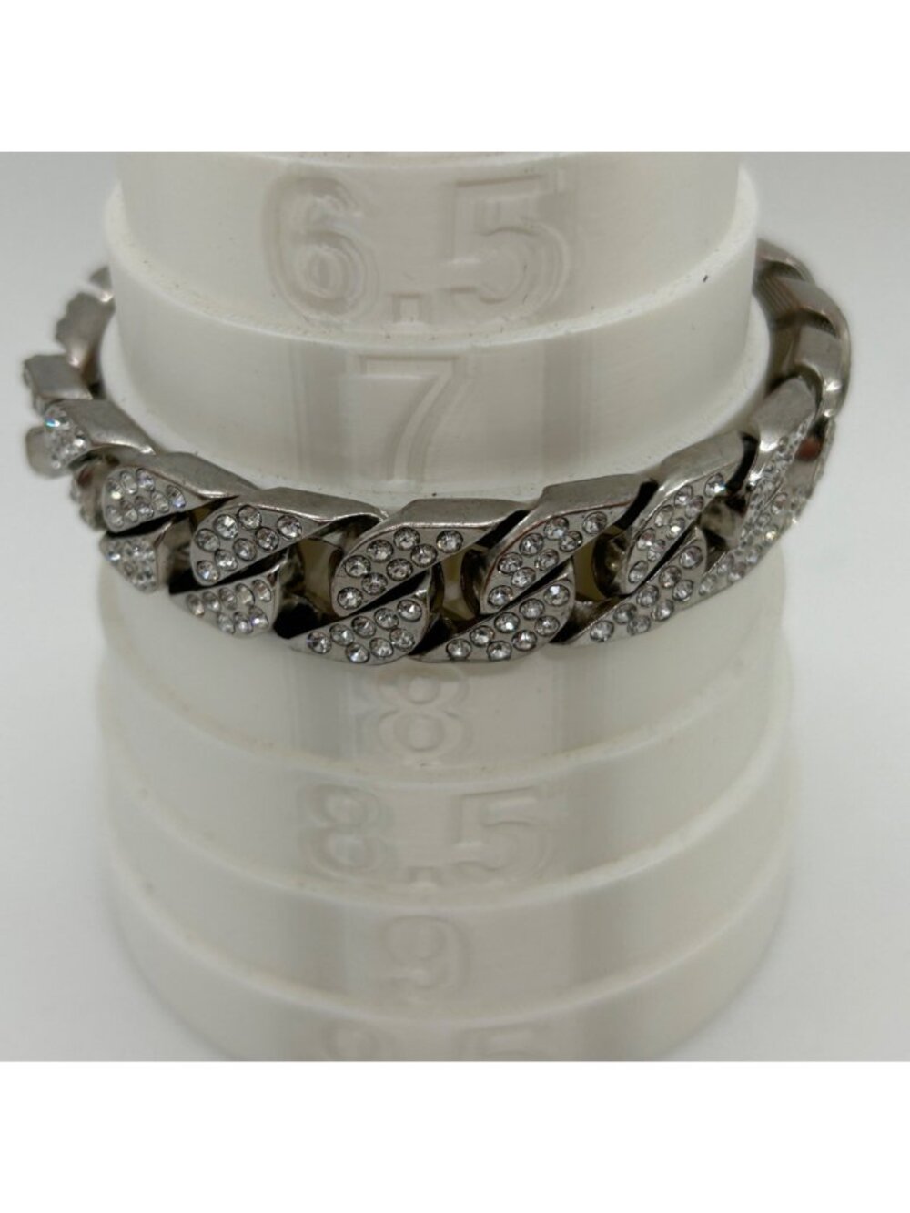 Iced Out Miami Cuban Link Bracelet Mens Hip Hop Bling Silver Tone Pave 7.5 inch - Picture 10 of 10